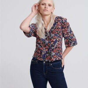 SUPERDRY Janie Floral Print Blouse Size 6